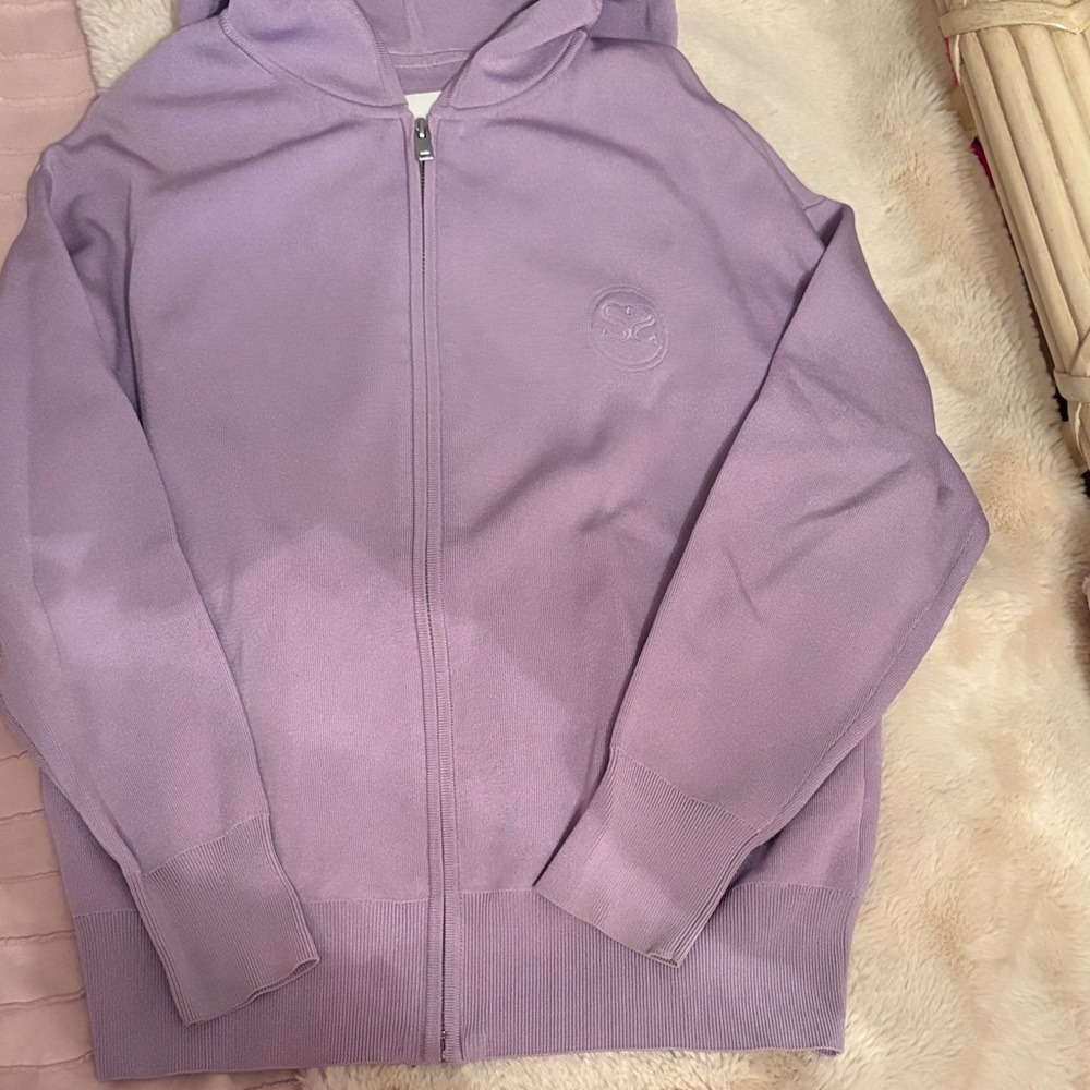 Sandro Lavender Zip-Front Hoodie